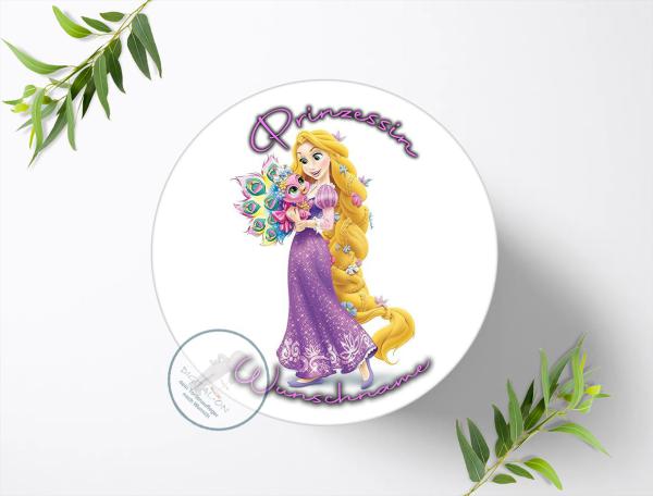 Prinzessin Rapunzel mit Wunschname, Tortenaufleger Ø 20cm, 0314z
